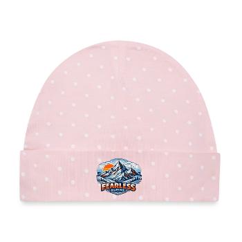 Furchtlos Alpenpanorama - Baby Premium Organic Mütze - Rosa/Weiße Punkte - Vorne