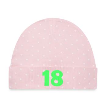 18 - Baby Premium Organic Mütze - Rosa/Weiße Punkte - Vorne