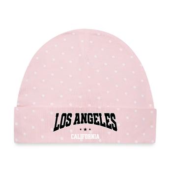 Los Angeles College Stil - Baby Premium Organic Mütze - Rosa/Weiße Punkte - Vorne