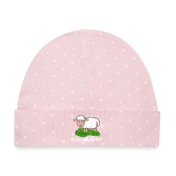 RasenMäher Schaf im Gras - Baby Premium Organic Mütze - Rosa/Weiße Punkte - Vorne