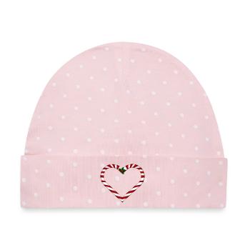 Herz aus Zuckerstangen mit Mistelzweig - Baby Premium Organic Mütze - Rosa/Weiße Punkte - Vorne