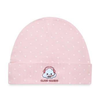 Cloud-Gaming | Niedliche Kawaii Gamer Cloud - Baby Premium Organic Mütze - Rosa/Weiße Punkte - Vorne