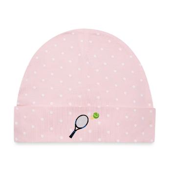 Tennisschläger trifft Tennisball - Baby Premium Organic Mütze - Rosa/Weiße Punkte - Vorne