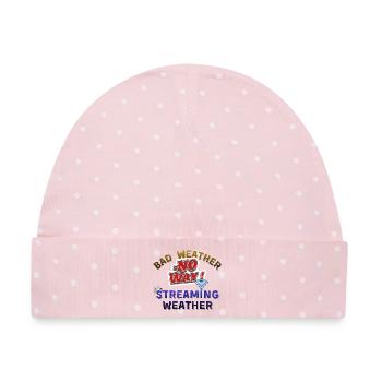 Schlechtes Wetter, auf keinen Fall! Es ist Streaming-Wetter - Baby Premium Organic Mütze - Rosa/Weiße Punkte - Vorne