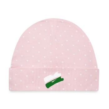 Sachsen Flagge - Pinselstriche - Baby Premium Organic Mütze - Rosa/Weiße Punkte - Vorne