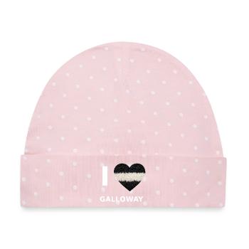 I Love Galloway – Herz für Galloway-Fans - Baby Premium Organic Mütze - Rosa/Weiße Punkte - Vorne