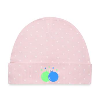 Neon-Weihnachtskugeln Duo - Baby Premium Organic Mütze - Rosa/Weiße Punkte - Vorne