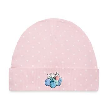 Schaf auf Wolle - Baby Premium Organic Mütze - Rosa/Weiße Punkte - Vorne