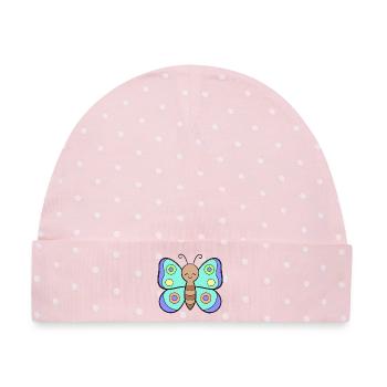 Schmetterling Schmetterlinge - Baby Premium Organic Mütze - Rosa/Weiße Punkte - Vorne