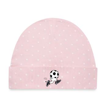 Soccer-Men | laufender Fussball - Baby Premium Organic Mütze - Rosa/Weiße Punkte - Vorne
