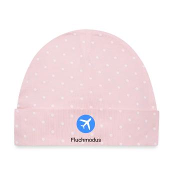 Flugmodus Fluchen Flugzeug Symbol Bürohumor lustig - Baby Premium Organic Mütze - Rosa/Weiße Punkte - Vorne