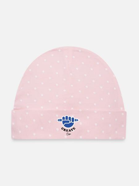 Schaffen! - Baby Premium Organic Mütze - Rosa/Weiße Punkte