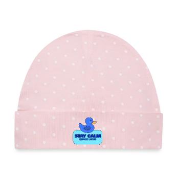 Bleib ruhig, quakt später – Blue Duck Design - Baby Premium Organic Mütze - Rosa/Weiße Punkte - Vorne
