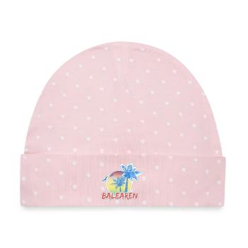 Urlaub Balearen - Baby Premium Organic Mütze - Rosa/Weiße Punkte - Vorne