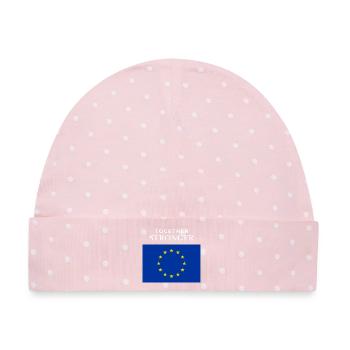 Zusammen stärker EU Flagge - Baby Premium Organic Mütze - Rosa/Weiße Punkte - Vorne