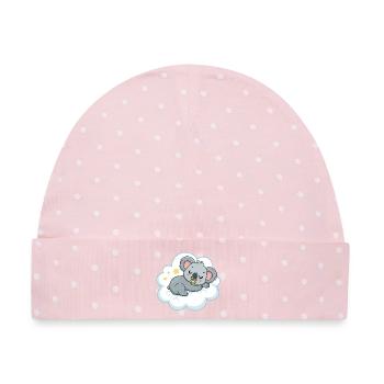Traumhafter Koala auf Schnullerwolke - Baby Premium Organic Mütze - Rosa/Weiße Punkte - Vorne