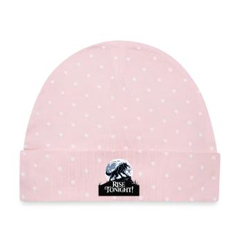 Lone Wolf Rise Tonight Mondgrafik - Baby Premium Organic Mütze - Rosa/Weiße Punkte - Vorne