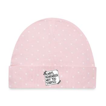 Always Remember Why You Started Motivation Spruch - Baby Premium Organic Mütze - Rosa/Weiße Punkte - Vorne