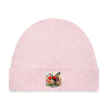 Boxbiene in Bloemenveld - Baby Premium Organic Mütze - Rosa/Weiße Punkte - Vorne