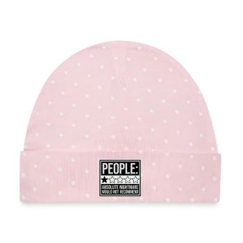 People Absolute Nightmare 1 Stern Review Logo Text - Baby Premium Organic Mütze - Rosa/Weiße Punkte - Vorne