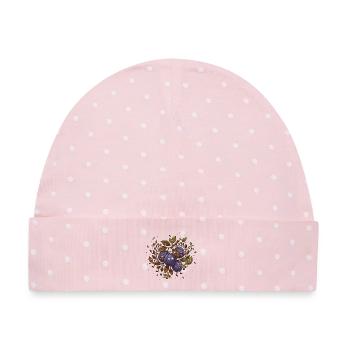 Pflaumen Motiv Lustiges Obst Design Gartenliebe - Baby Premium Organic Mütze - Rosa/Weiße Punkte - Vorne