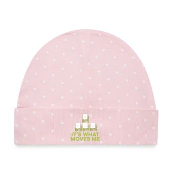 WASD Motivationsspruch - Baby Premium Organic Mütze - Rosa/Weiße Punkte - Vorne