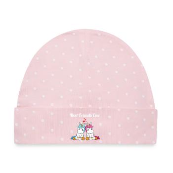 Best Friends Ever Einhörner Beste Freunde - Baby Premium Organic Mütze - Rosa/Weiße Punkte - Vorne