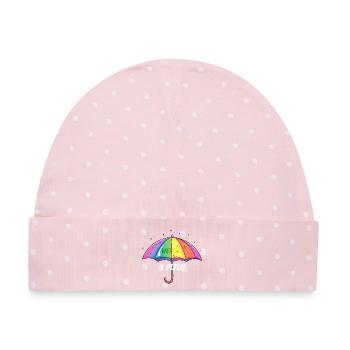 Il Pleut – Frecher Regenschirm im Regenbogenlook - Baby Premium Organic Mütze - Rosa/Weiße Punkte - Vorne