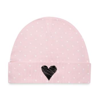 herz scribble Zeichnung minimal love liebe Linien  - Baby Premium Organic Mütze - Rosa/Weiße Punkte - Vorne