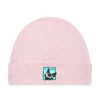 Katzenporträt mit Slogans - Baby Premium Organic Mütze - Rosa/Weiße Punkte - Vorne