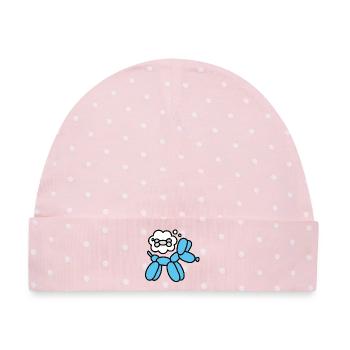 Ballontiere Ballonkünstler Ballon Hund mit Knochen - Baby Premium Organic Mütze - Rosa/Weiße Punkte - Vorne