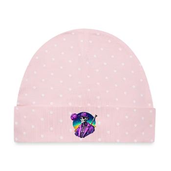 Skelett - Baby Premium Organic Mütze - Rosa/Weiße Punkte - Vorne