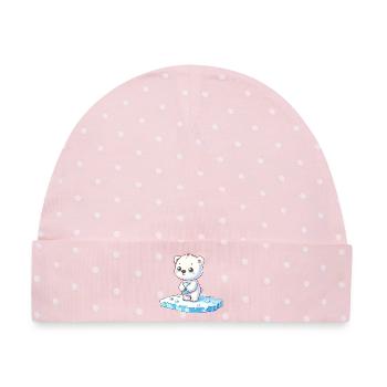 Eisbär auf Eisscholle globale Erwärmung - Baby Premium Organic Mütze - Rosa/Weiße Punkte - Vorne