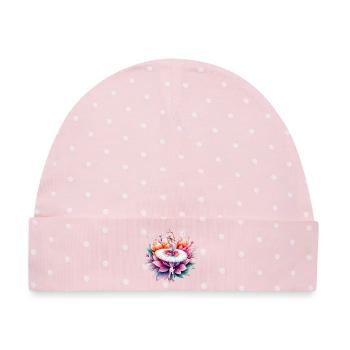 Balletttänzerin mit Tutu - Baby Premium Organic Mütze - Rosa/Weiße Punkte - Vorne