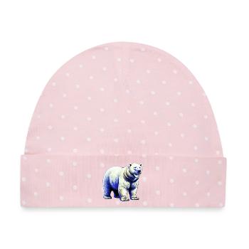 Weißer Eisbär - Baby Premium Organic Mütze - Rosa/Weiße Punkte - Vorne