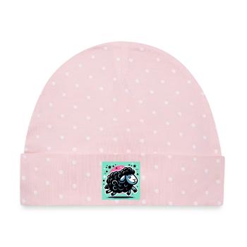 Schwarzes Schaf - Baby Premium Organic Mütze - Rosa/Weiße Punkte - Vorne