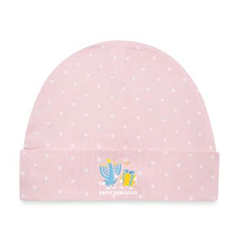 Hanukkah Chanukkah Hanukah Gnom - Baby Premium Organic Mütze - Rosa/Weiße Punkte - Vorne