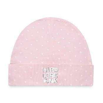 Hardcore Punk Schablone Text - Baby Premium Organic Mütze - Rosa/Weiße Punkte - Vorne