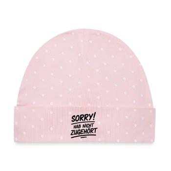 Sorry hab nicht zugehört - Baby Premium Organic Mütze - Rosa/Weiße Punkte - Vorne