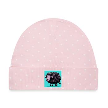 Schwarzes Schaf - Baby Premium Organic Mütze - Rosa/Weiße Punkte - Vorne