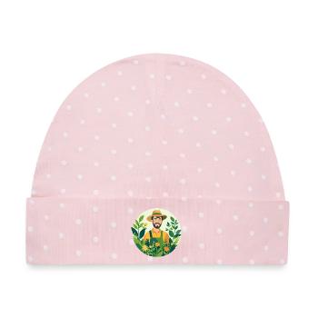Gärtner im Blumengarten Hobbygärtner Pflanzenring - Baby Premium Organic Mütze - Rosa/Weiße Punkte - Vorne