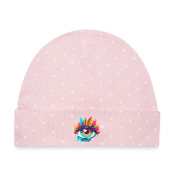 Bunter Augenzauber Pop Art - Baby Premium Organic Mütze - Rosa/Weiße Punkte - Vorne