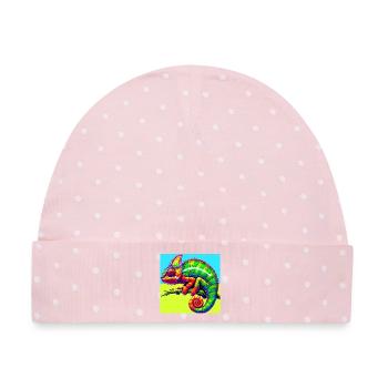 Chamäleon - Baby Premium Organic Mütze - Rosa/Weiße Punkte - Vorne