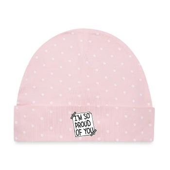 I'm So Proud Of You Herzlich Ermutigend Spruch - Baby Premium Organic Mütze - Rosa/Weiße Punkte - Vorne