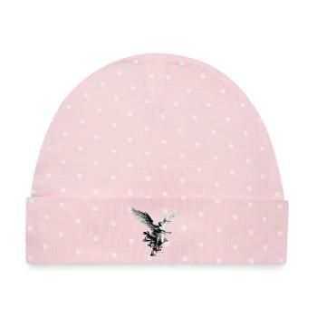 Engelstatue Schwarzweiß Eleganz - Baby Premium Organic Mütze - Rosa/Weiße Punkte - Vorne