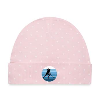 Geschenkidee für eine Ballsportlerin mit Unihockey - Baby Premium Organic Mütze - Rosa/Weiße Punkte - Vorne