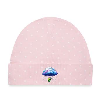 Kaktus unter Regenwolken - Baby Premium Organic Mütze - Rosa/Weiße Punkte - Vorne