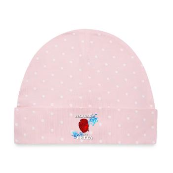 Fish Make Life Beta mit Roten Betta-Fischen - Baby Premium Organic Mütze - Rosa/Weiße Punkte - Vorne