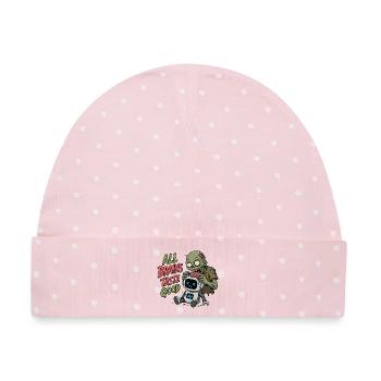 KI Zombie Halloween - Baby Premium Organic Mütze - Rosa/Weiße Punkte - Vorne