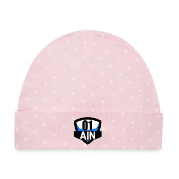 01 Ain - Baby Premium Organic Mütze - Rosa/Weiße Punkte - Vorne